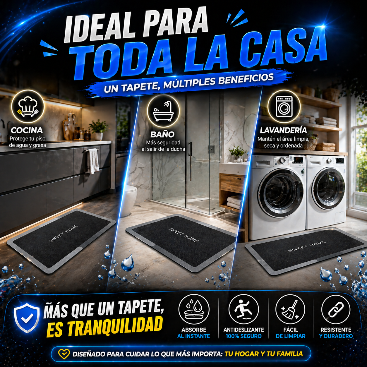 ADIÓS A LOS PISOS MOJADOS PARA SIEMPRE CON LOS TAPETES DE COCINA